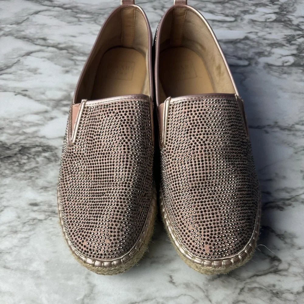 Kaari Blue Pink Rhinestone and Woven Slip On Shoes - Picture 7 of 12